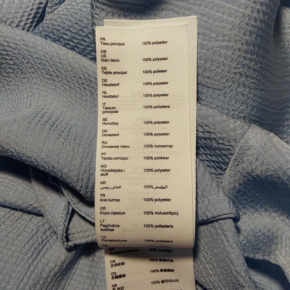 NWT Maje Revolver Hammered Crepe Baby Blue Ruched Sleeve Mini Dress - 42 (10) - Picture 15 of 16